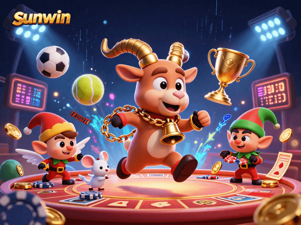 Experience thrilling gameplay at sunwin, where festive Krampus manages chaos in a vibrant casino!