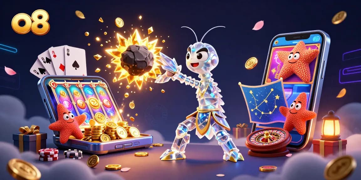 Experience o8's thrilling online casino adventure with a galactic samurai conquering an asteroid!