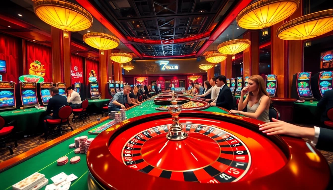 Engage in exhilarating casino action at 789club with vibrant tables, chips, and games.