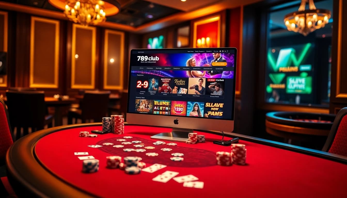 Exciting gambling scene at 789club with vibrant online gaming interface and casino elements.