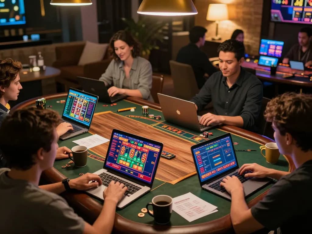 Online gamblers enjoying games on https://13win-asia.com/ with live dealers, showcasing vibrant gameplay.