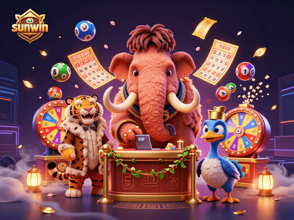 Engage with sunwin's exciting lottery world featuring vibrant characters and dynamic game elements.