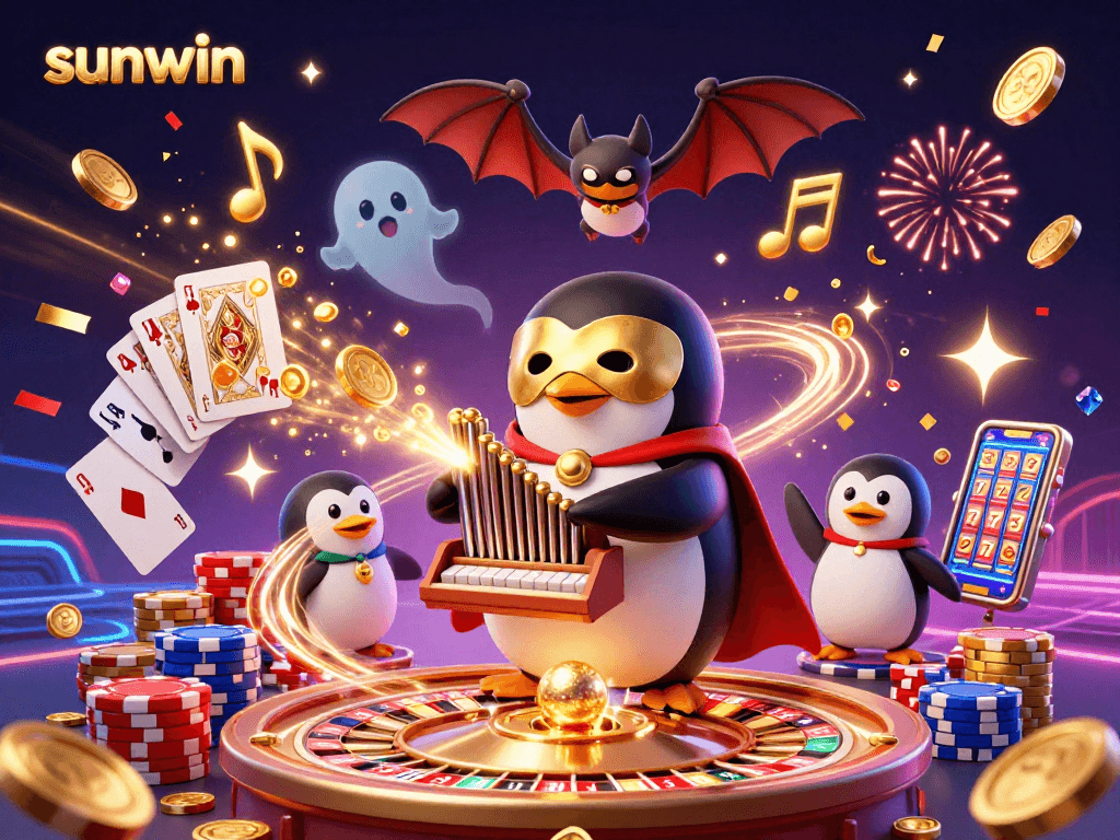 Betting with sunwin at a lively 3D casino filled with coins, jewels, and excitement.