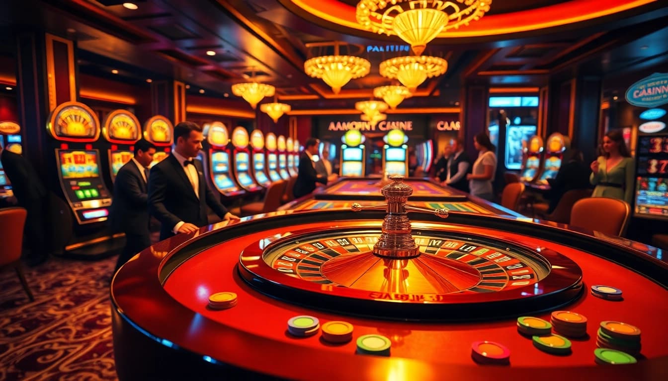 Players enjoying a thrilling roulette game at F168 Casino with vibrant chips and a professional dealer.
