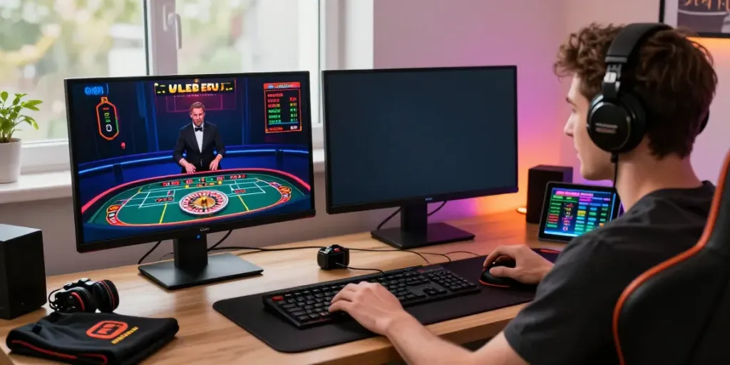 Exciting online gaming experience at https://five88bet.org/ with a player engaged in live casino action.