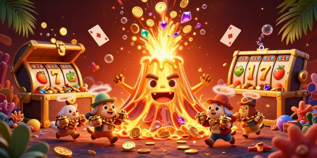 Experience exhilarating gameplay at vua99 with a dynamic volcano erupting coins and gems.