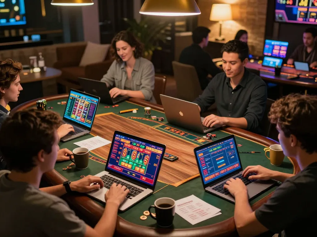 Online gamblers enjoying games on https://13win-asia.com/ with live dealers, showcasing vibrant gameplay.