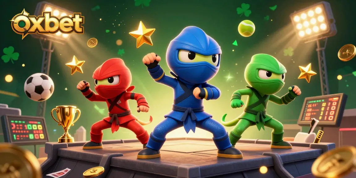 Experience the excitement of oxbet with a dynamic scene of chameleon ninjas and sports betting elements