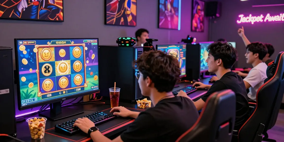 Exciting group gaming night featuring slot gacor games with vibrant visuals and lively atmosphere