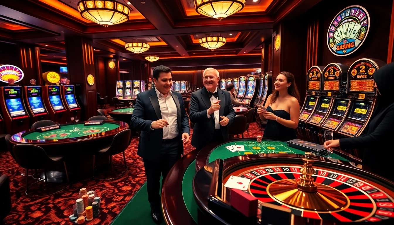 C168 players enjoying high-stakes gaming at luxurious casino tables, showcasing excitement and engagement.