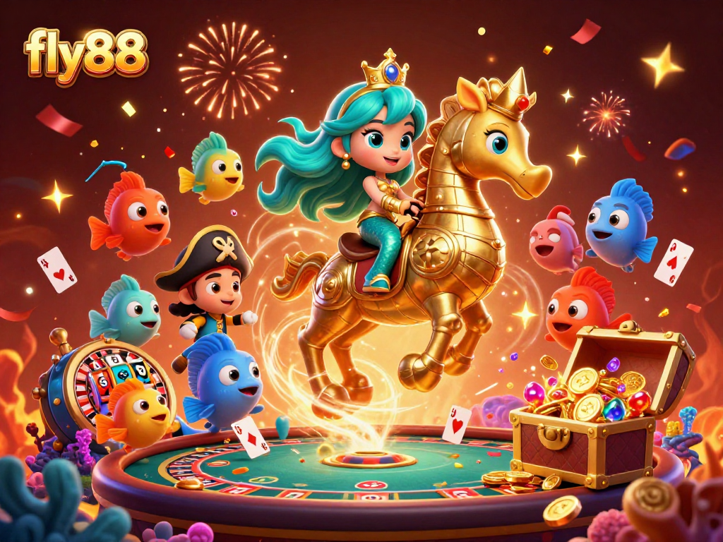 Experience thrilling games at fly88 with vibrant mermaid scenes and dynamic casino elements.