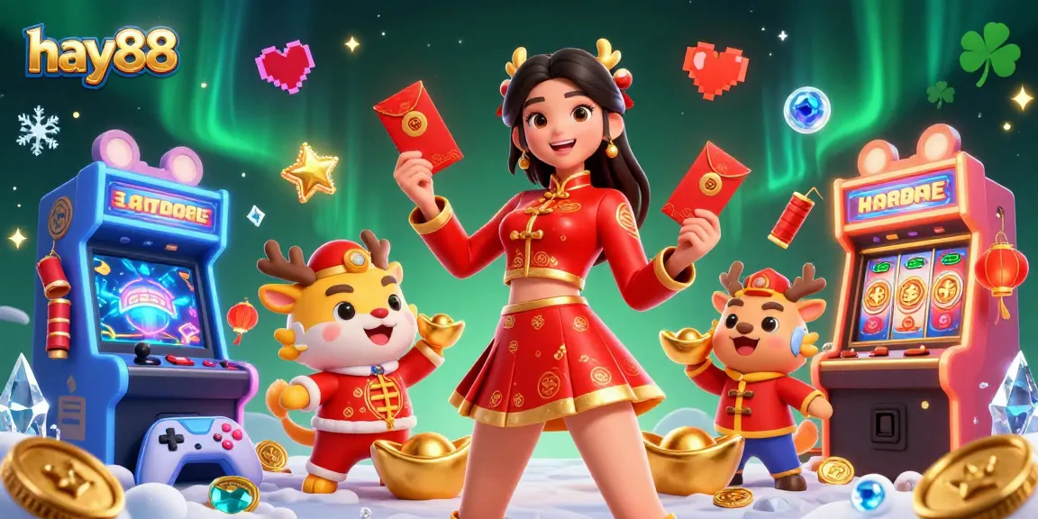 Immerse in the vibrant world of hay88 with stunning visuals of a Lunar New Year-themed casino scene.