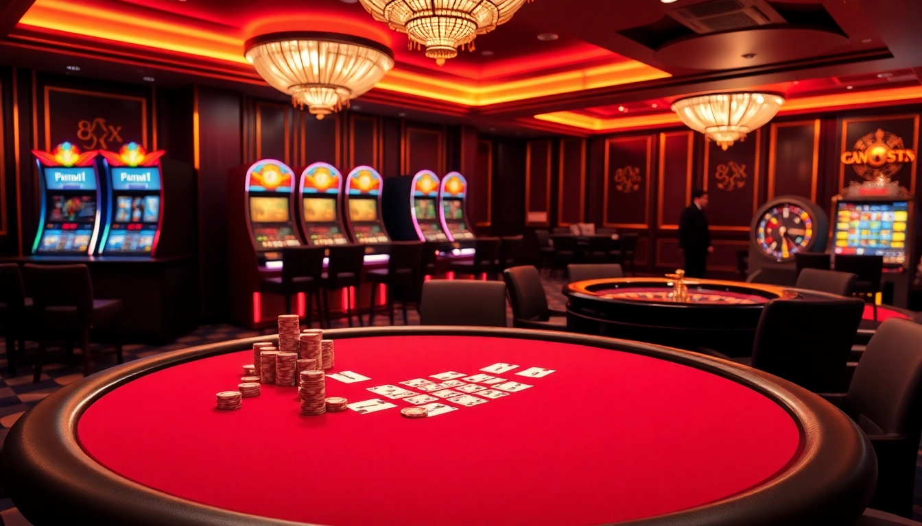 Players are engaged in an exciting poker game at 8XX's luxurious casino.