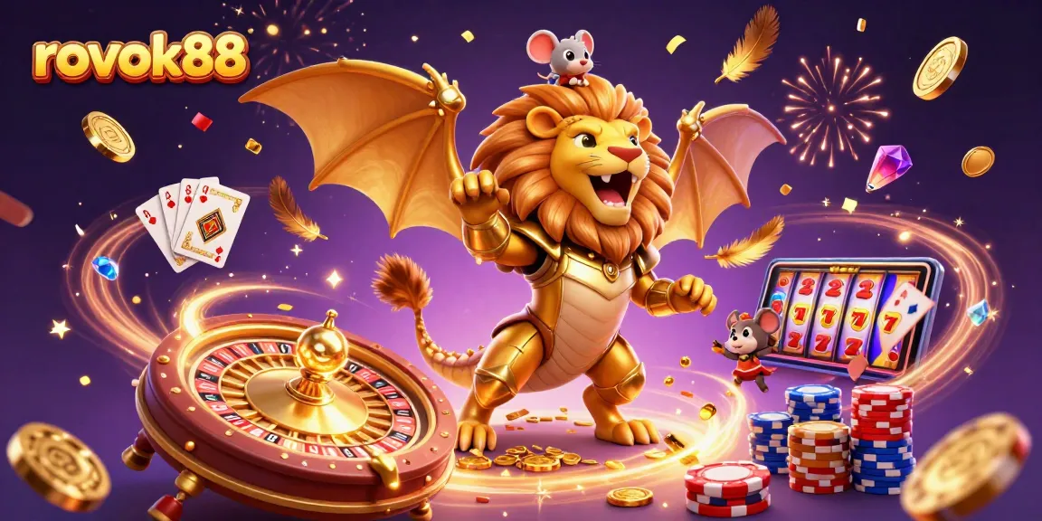 Experience the thrill of winning at rokok88, featuring a majestic chimera with gaming elements and excitement.