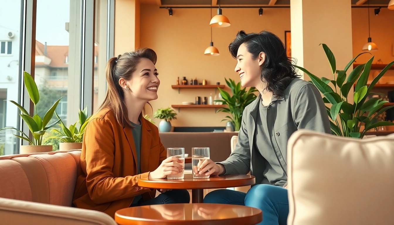 Young adults sharing a moment in a café, embodying the feeling of having a crush on someone.