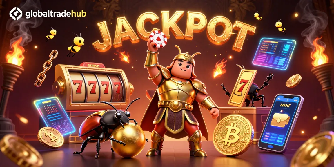 Spin the slots and win big with globaltradehub as the beetles celebrate the jackpot!