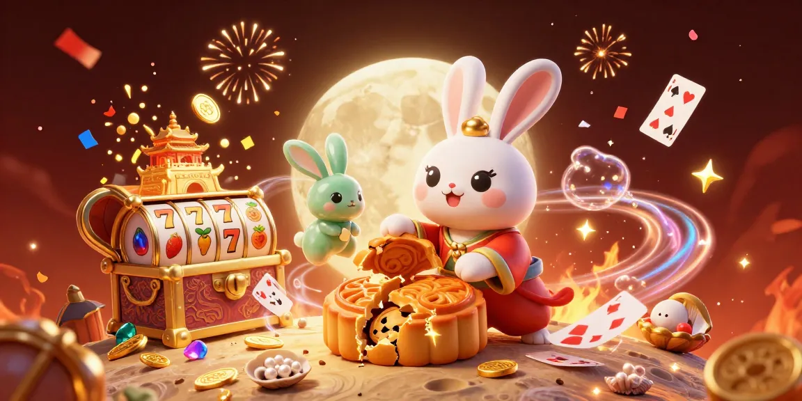 Spin the reels with fabet's engaging moon rabbit scene filled with shimmering poker chips.